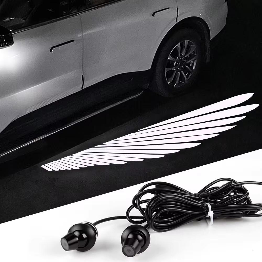 2PCS Car Rearview Mirror Welcome Lamp Blade Light Carpet Projection Lamp Laser Beam Carpet Lamp Universal