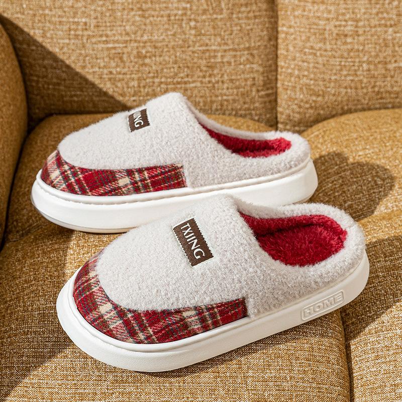 Cotton Slippers Household Slippers 2025 Cotton Shoes Non-slip Thick Soles Plush Winter Soft Soles Indoor