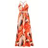 Women Summer Holiday Beach Bohemian Style Backless Strap One Piece Dress
