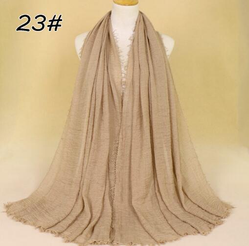 New Ethnic Oversize Muslim Crinkle Hijab Head Scarf Women Solid Bubble Cotton Shawls And Wraps Soft Big Linen Foulard Femme