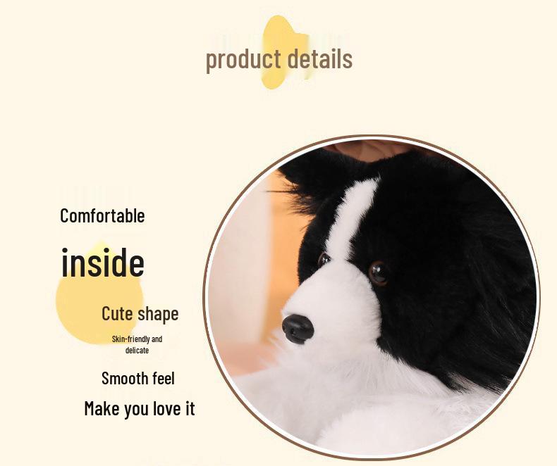 Border Collie Plush Toy - Standing & Lying Poses, Cute Dog Doll Gift