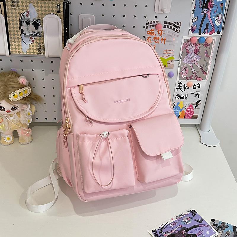 Candy color schoolbag female large capacity solid color dopamine girl style student backpack small fresh junior high school backpack