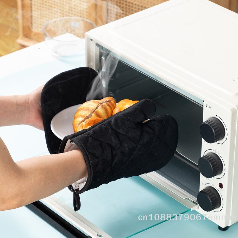 1Set High-Temperature Resistant Polyester Oven Baking Gloves And Microwave Mitts - Kitchen Baking Tools