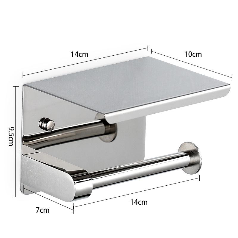 Stainless Steel Toilet Paper Holder with Phone Shelf, Punch-Free Installation for Home and Public Restrooms