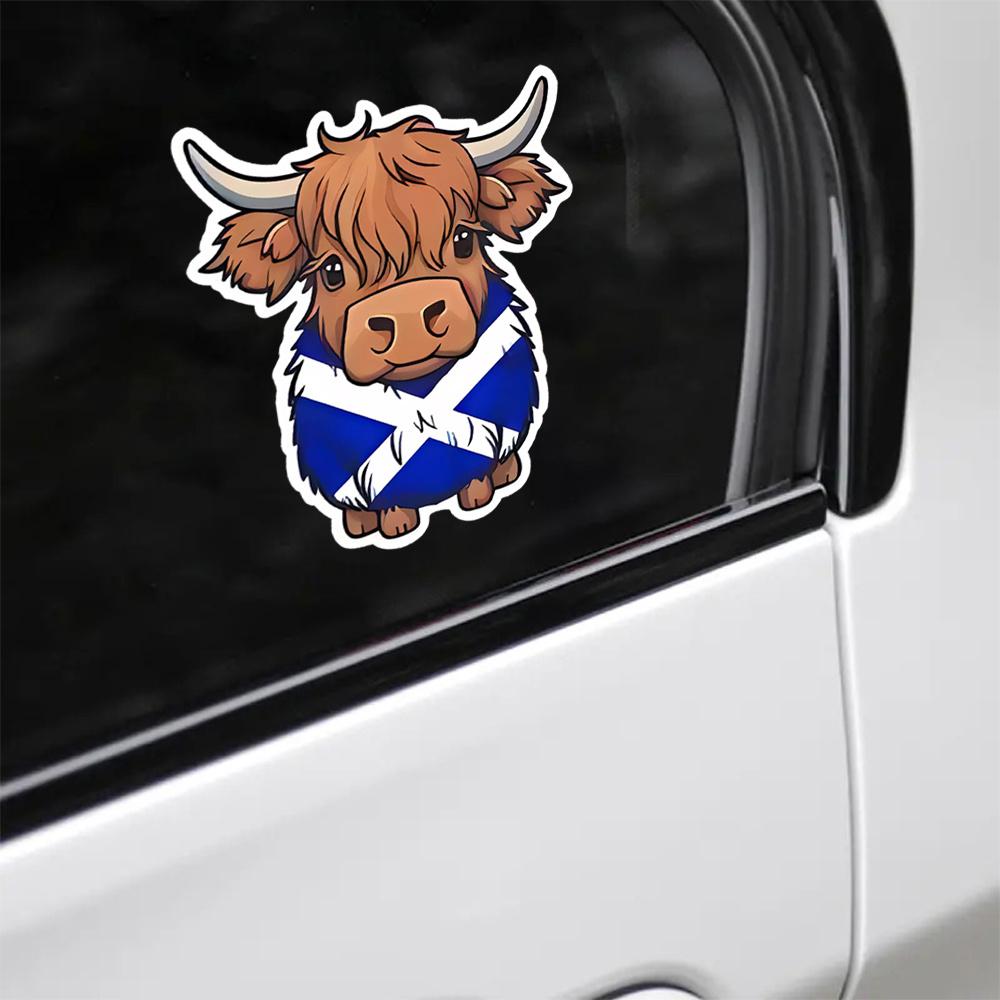 Cute Scottish Highland Cow Vinyl Decal Sticker - Durable Waterproof Artwork for Laptops Cars Bins And More Q138
