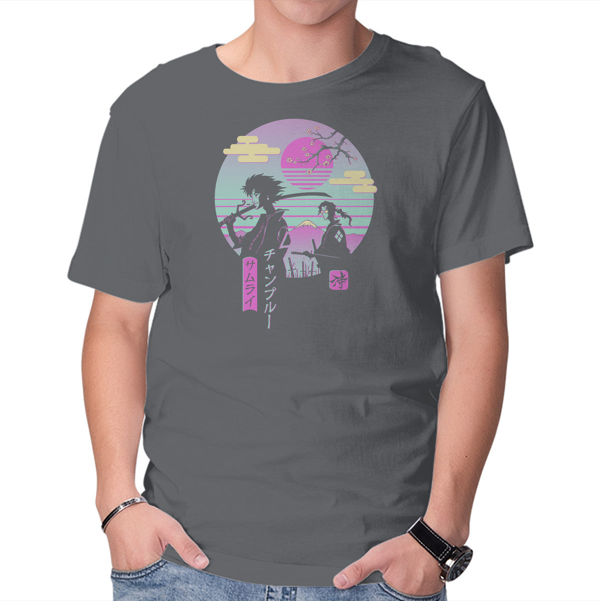 Unisex Crew Neck T-Shirt Samurai Chillhop Graphic Short Sleeve Casual Tee XXL
