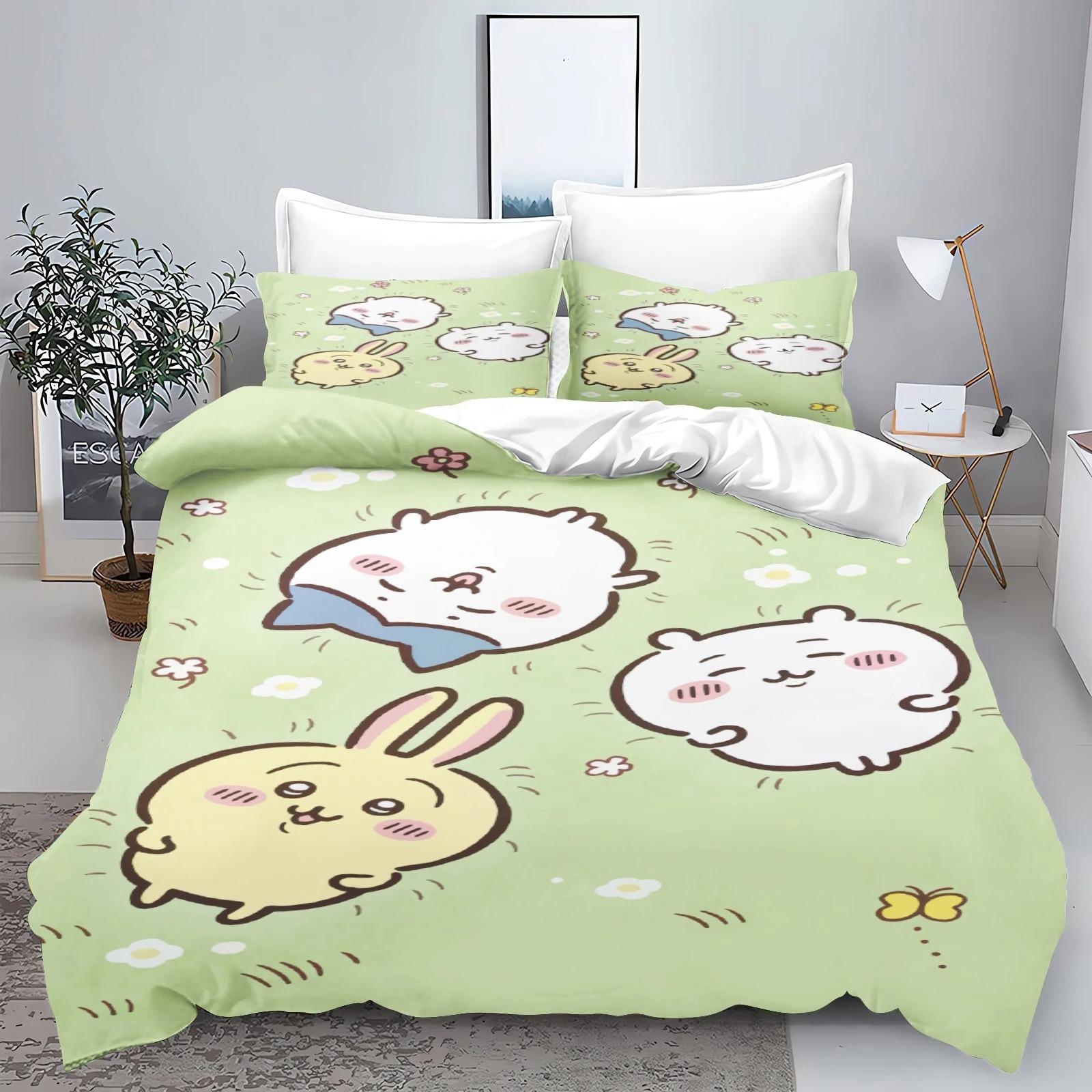 

Постільна білизна Chiikawa Набір Підковдра Набір з 3 предметів 1 Підодіяльник Універсальний, Підходить для дітей та дорослих Набори Розміру Твін EU Single 135x200cm