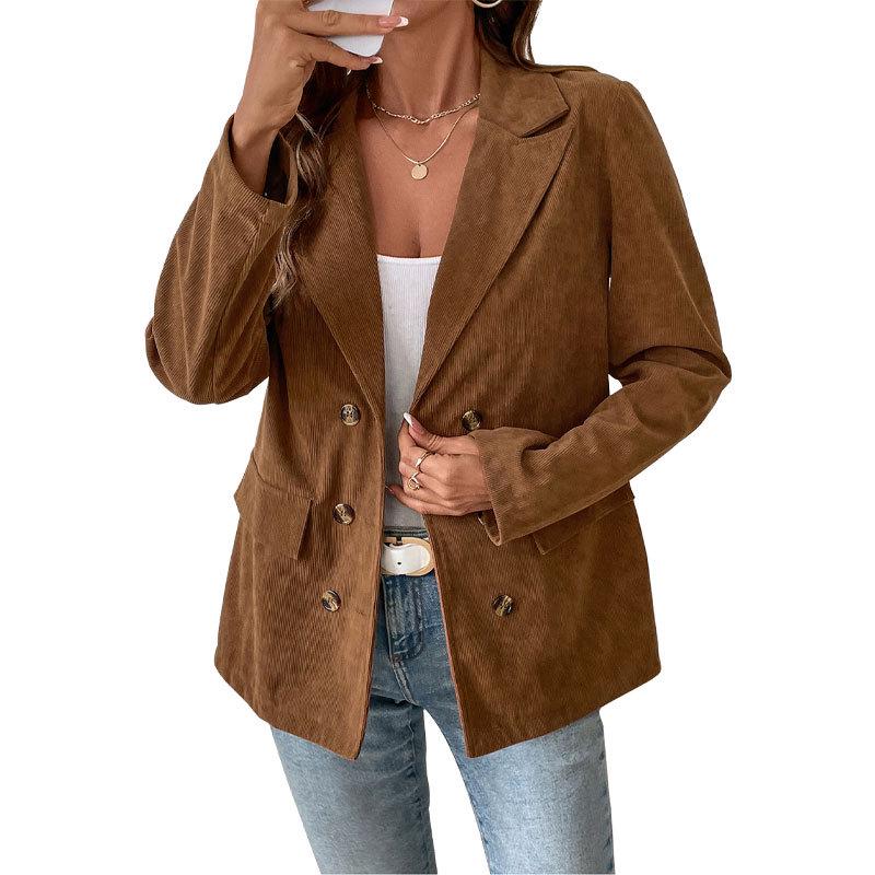 Autumn/Winter Women's European & American Solid Color Corduroy Suit Jacket