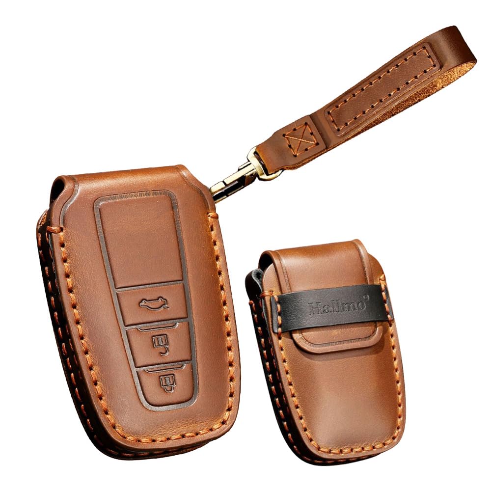 

TECART Чехол для ключа, посвященный Toyota, Брелок, Натуральная кожа, Пыленепроницаемый, Совместим с новым Prius, коричневый