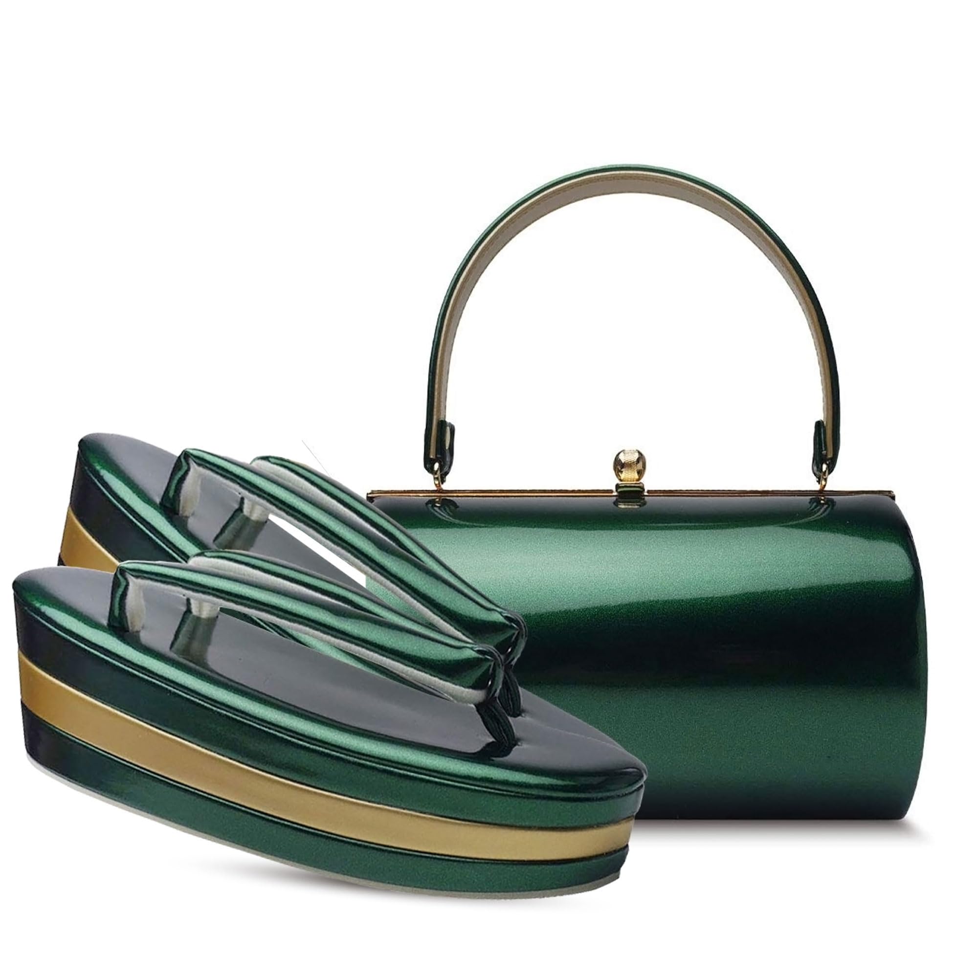 

Enamel sandals and bag set for one size fits formal [NISHIORI] 3-ply furisode, all, (W42-3)