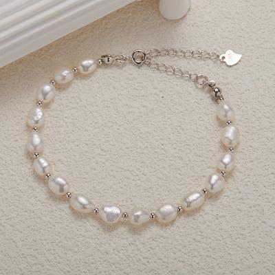 S925 Sterling Silber Natürliche Süßwasserperlenfarbe Schatz Handgemachtes Schnurarmband Damen Persönlichkeitsdesign Vielseitige Ohrringe