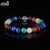 EFFIE QUEEN Fashion Natural Stone 8mm Bracelet Beads Chakra Colorful Natural Gem Stone Elastic Rope Jewelry Cute Summer GMB109