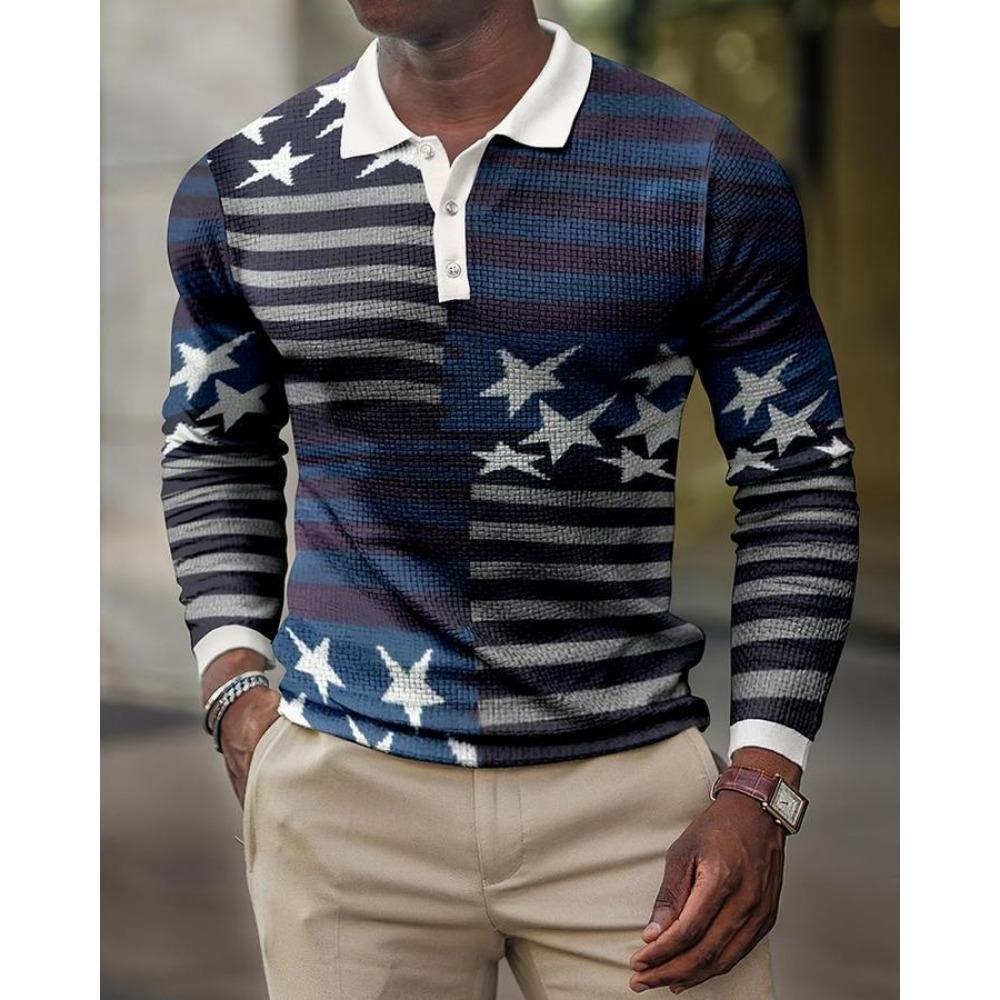 New Men's Sweatshirt Geometric 3D Printed Casual Lapel Polo Shirt