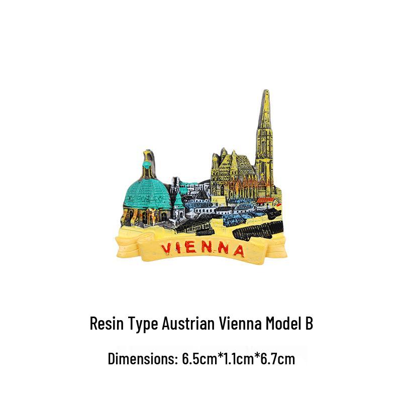 Austrian 3D Resin Fridge Magnet - Vienna & Salzburg Creative Souvenir