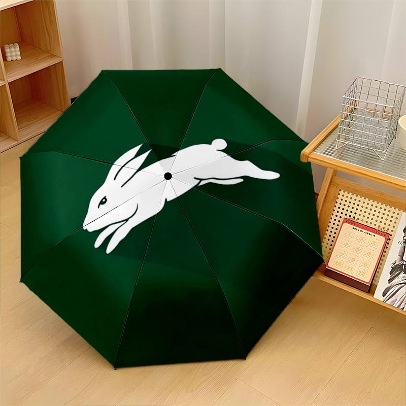 South Sydney Rabbitohs Print Auto 8?Ribs Folding Umbrella Wind Resistant Lightweight Automatic Umbrella For Daily Travel