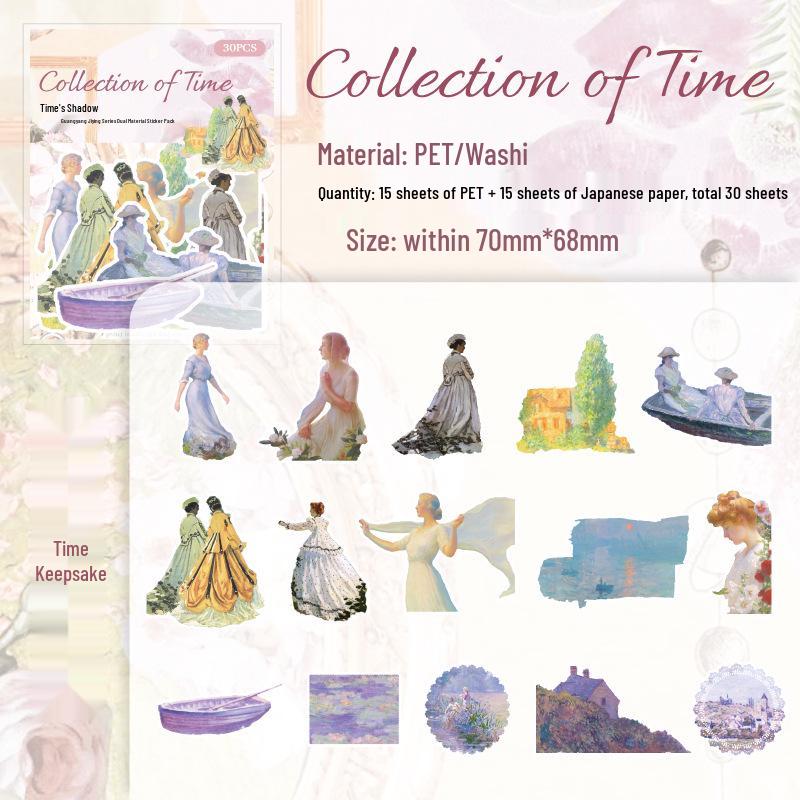 Time Series Paper Trace Sticker Pack - 6 Styles for Journaling, Collage, and DIY Decoration