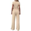 Women's Casual Fashion V-Neck Short-Sleeve Wide-Leg Pantsuit