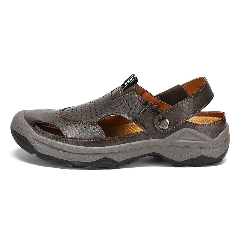 

Fashion Non-slip Summer Beach Flats Dual-Purpose Male Slippers Quick Dry Casual Shoes Stylish Men Half Drag Outdoor Simple Mens Sandals 46 коричневый