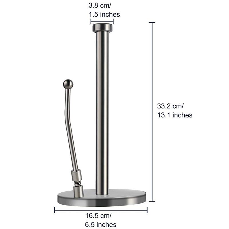 Paper Towel Holder Rack Organizer Stainless Steel Kitchen Roll Holder Countertop Roll Dispenser with Weighted Base
