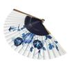 [Hanakanzashi] Women's Folding Fan, Morning Glory Pattern, Indigo Blue, with Fan Case, Cotton Fabric, 21cm