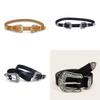 Button Double Women Faux Leather Belt With Floral Decor For Office Wears Casual