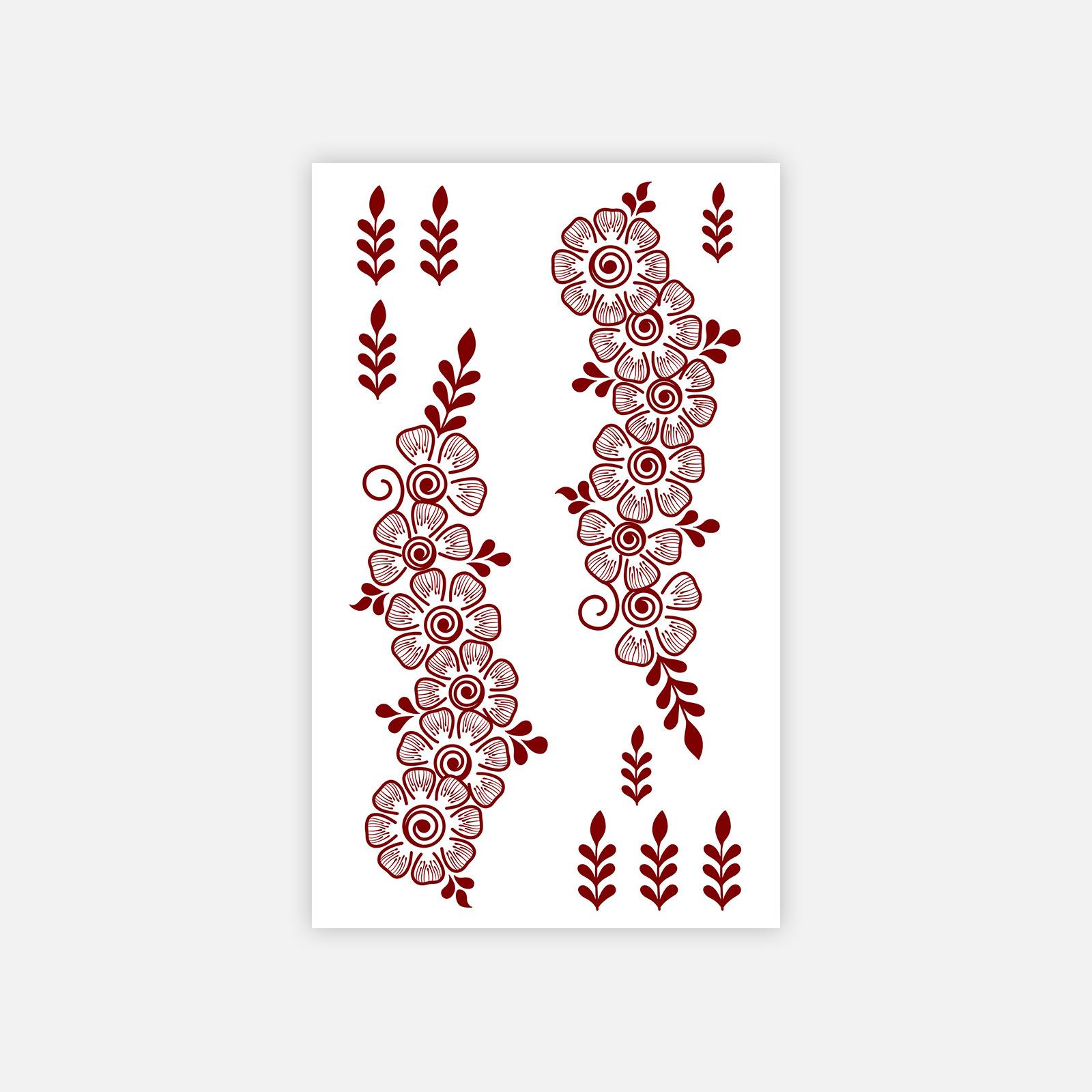 Tattoo Sticker Red Flower Totem Hand Back Waterproof Female Tattoo Sticker Tattoo 11*18