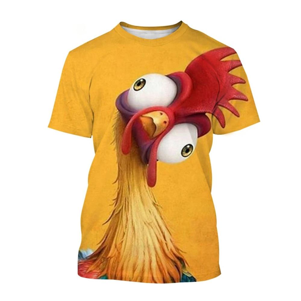 Fashion Chicken Graphic 3D Printing Men's T-shirt Funny Anime Chicken Casual Short Sleeve Tees Tops Women Clothing