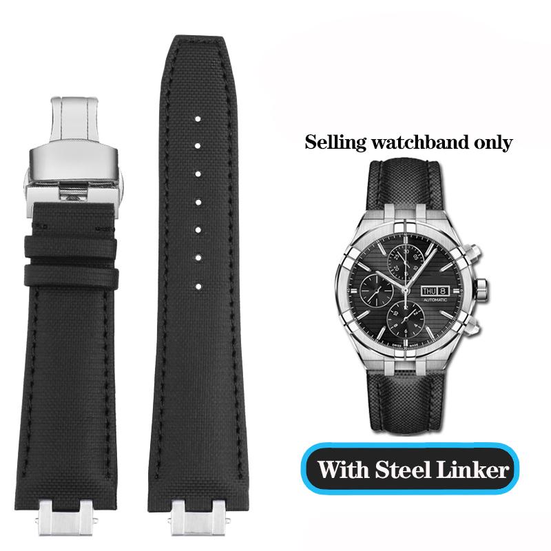 

Натуральна Шкіра Для Серії MAURICE LACROIX AIKON AI6038 AI6008 Годинник з Трьома Циферблатами Модифікований Ремінець з Увігнуто-Опуклою Горловиною Чорний Синій