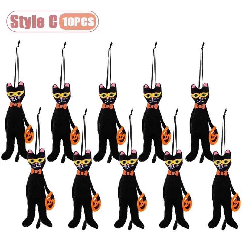 1-10PCS Halloween Hanging Decor Set Pumpkin Ghost Black Cat Skeleton Design for Home Wall Indoor Party Holiday Festival Decor