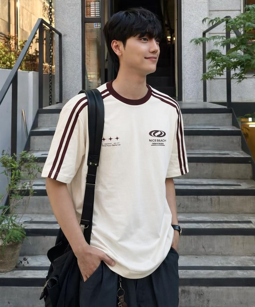 URBANDTYPE Football Jersey T-Shirt_White/Burgundy