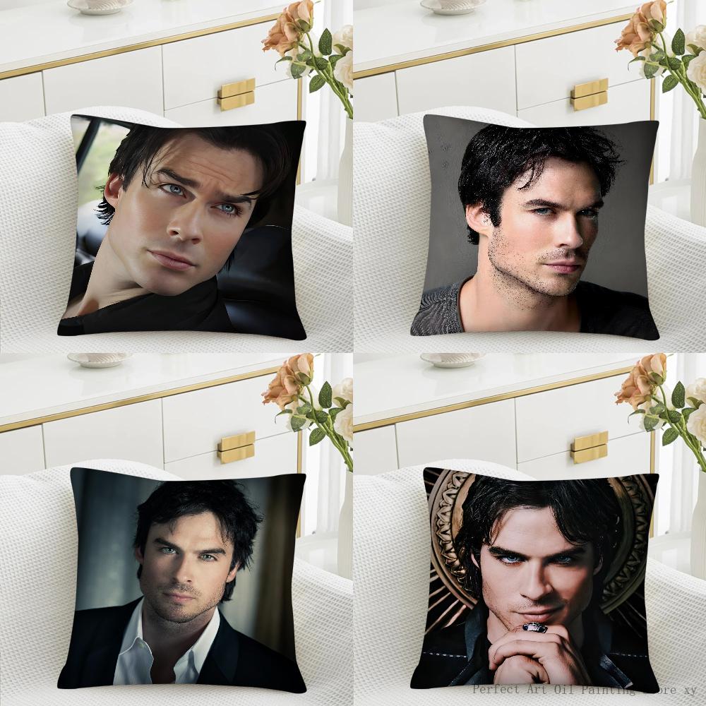Schauspieler Damon Salvatore Kissenbezug Quadratisches Kissenbezug Schlafzimmer Sofa Zimmer Dekoration Lässiger Kissenbezug