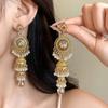 Thai Style Bell Tassel Earrings Luxury Ethnic Style Ear Studs Rhinestone Pearls Ear Drop  Bride