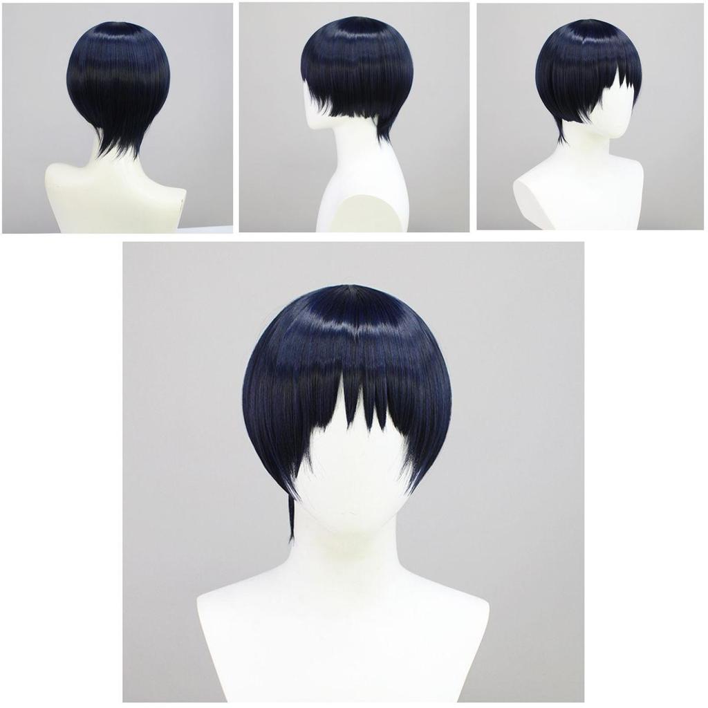 Genshin Impact Kunikuzushi Donkerblauw Cosplay Pruik Zacht Hittebestendig Fiber Verstelbare Pasvorm Realistische Hoofdhuid