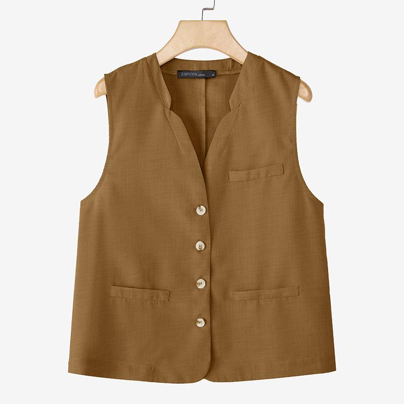 

ZANZEA Женские повседневные летние топы-безрукавки с V-образным вырезом 5XL