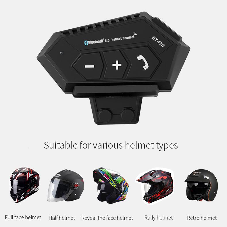 BT12S Waterproof Motorcycle Helmet Bluetooth-Compatible Headset Wireless Handsfree Moto Headset Music helmet Hands free Call MP3