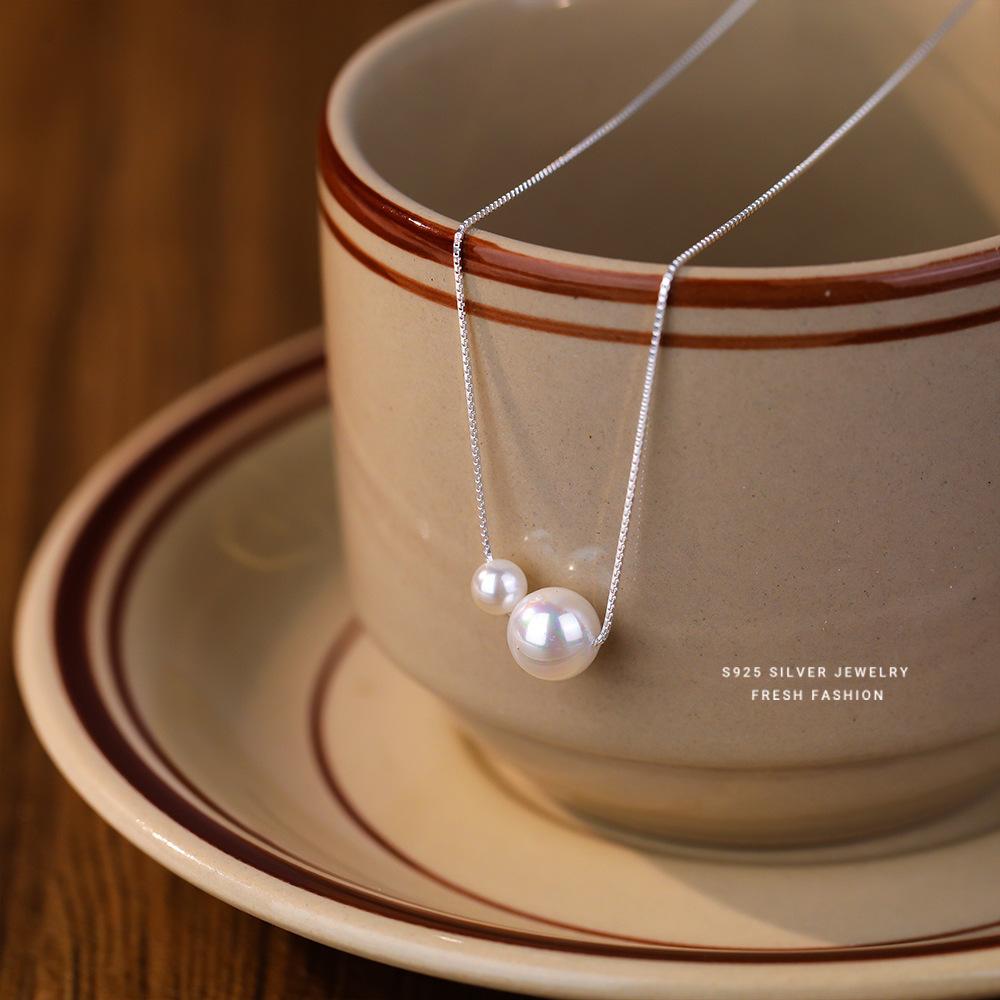 

Girls Real 925 Sterling Silver Necklace Simple Light Luxury Shell Pearl Pendant for Women Wedding Party Fine S925 Jewelry