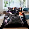 Galaxy Cat Duvet Cover Universe Galaxy for Kids Boy Girl Cute Kitten Printed Outer Space Planets Quilt Cover Bedroom Decorations