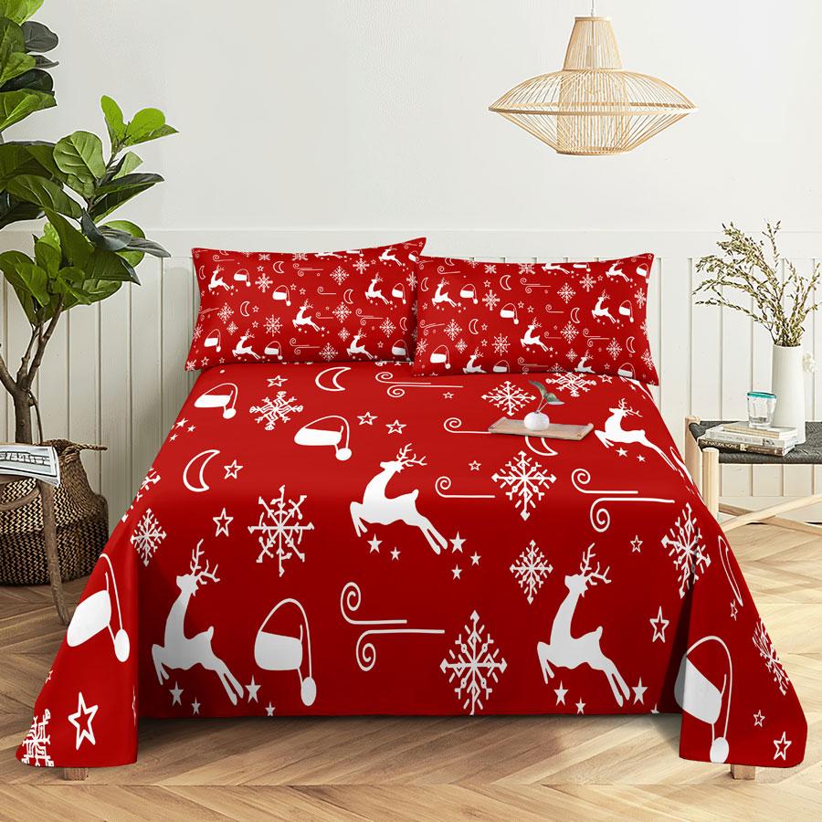 Julesengesett og putevar Sengetøy Laken Dynetrekk King Queen Size for enkeltdobbeltsenger 220x240 Twin Full Tynt Mykt