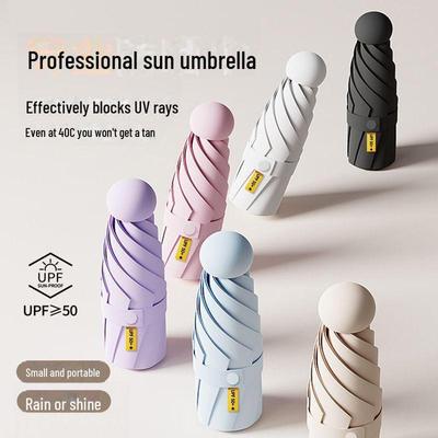 Ultra-Light Five-Fold Umbrella with Six-Bone Structure – Black Glue, UV Protection, Customizable Design