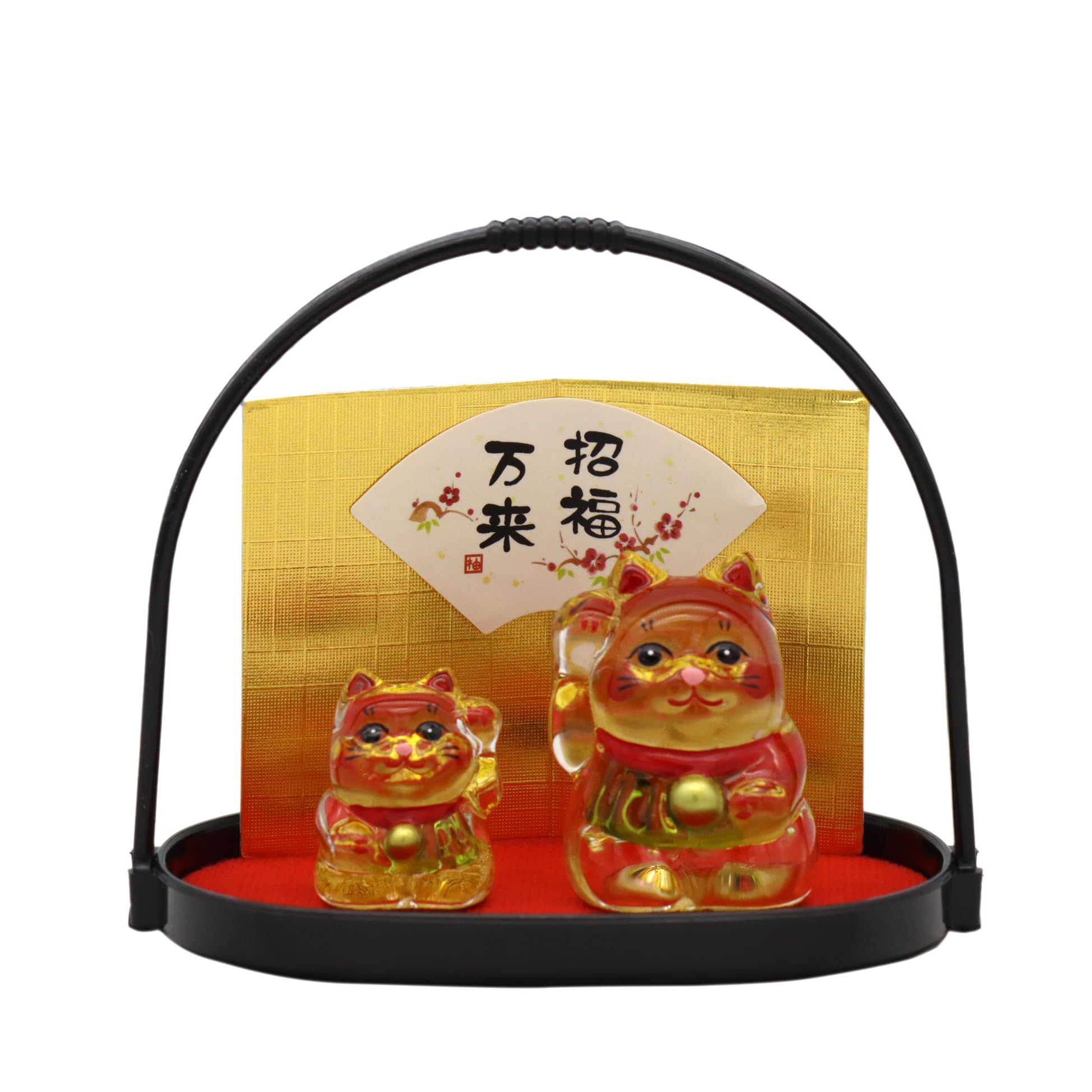 Craftsman House Glass Set Display Gold-decorated Maneki-neko (beckoning cat)