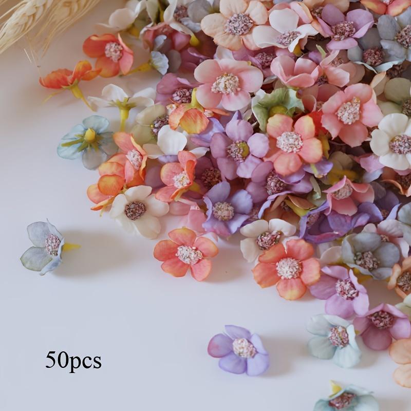 

50/200/500 шт., искусственные крошечные цветы ромашки в пастельных тонах, миниатюрные цветки вишни, принадлежности для рукоделия 50pcs