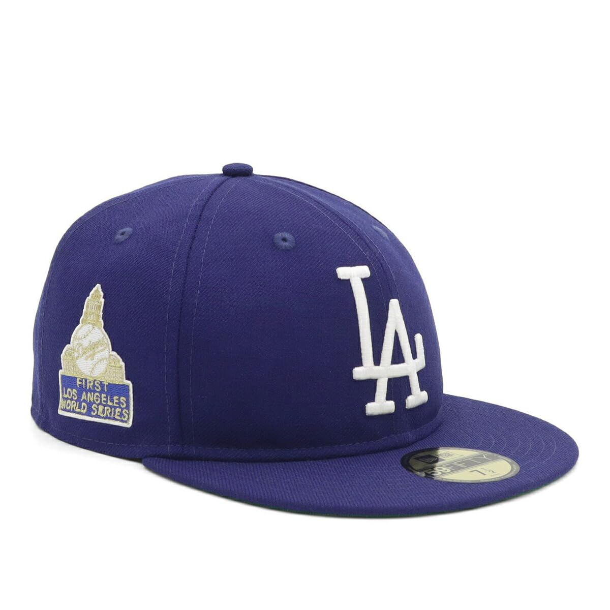 

New Era 59FIFTY MLB Side Patch LA Dark Royal Cap, Size 7 3/8, 5950SB, MLB WORLD SERIES, LOSDODCO DROY