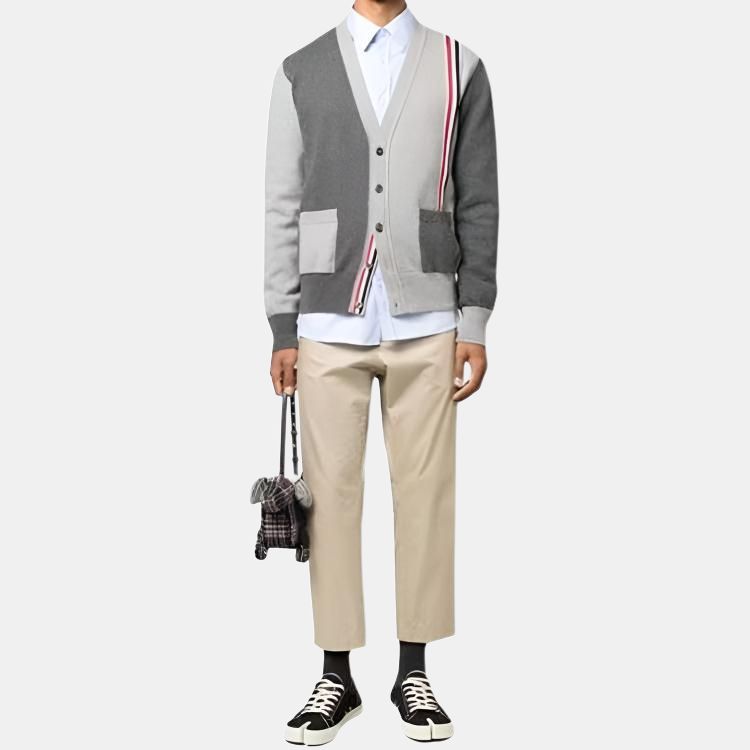 THOM BROWNE Funmix V-Neck Long-Sleeved Cardigan MKC530F-Y3017-982