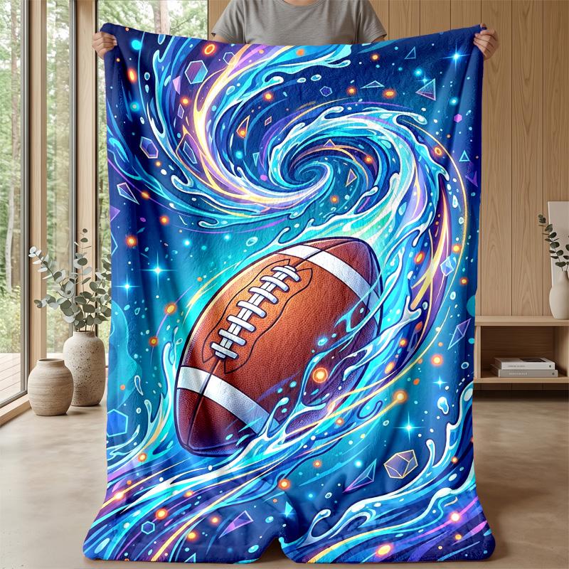 American Football and Lightning blanket Personalized Name Flannel Blanket Soft Cozy Plush Throw for Sofa Bed Lightweight Home Decor