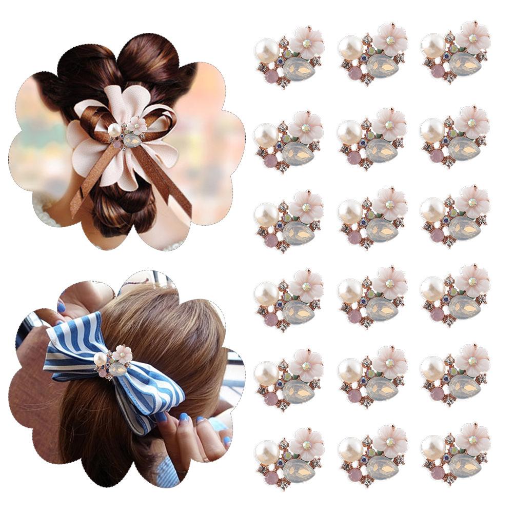 Alloy Flower Plate Rhinestone Glass Diamond Buckle Handmade Hair Accessories Material Wholesale Diy Metal Headwear Hair Accessories Accessories