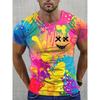 Men's and Women's Summer Fashion 3D Printing Oil Splash Printing T-shirt Casual Polyester Round Neck Casual Short Sleeve