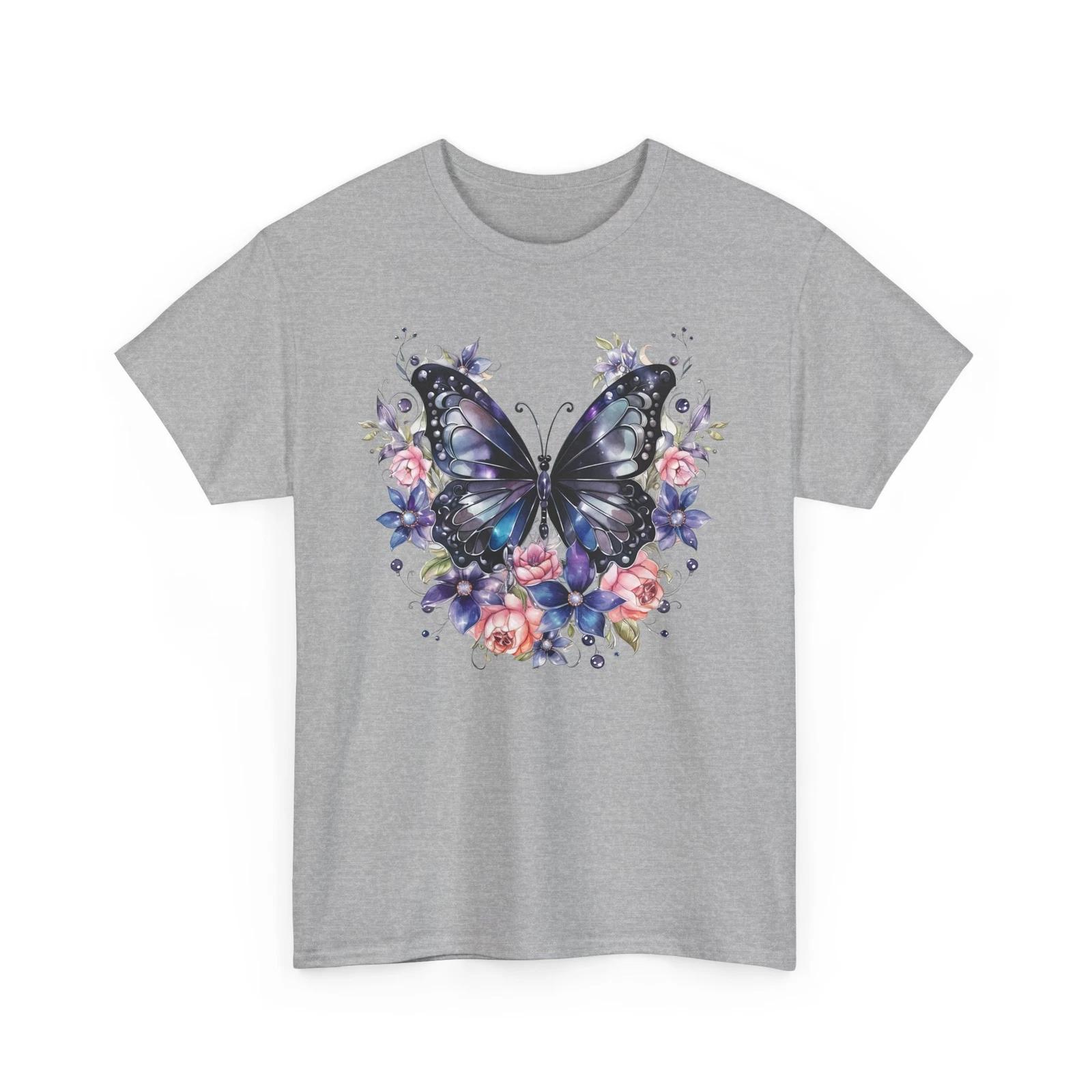 Trendy Butterfly Graphic Tee Women’s Oversized Aesthetic Boho Retro Shirt S