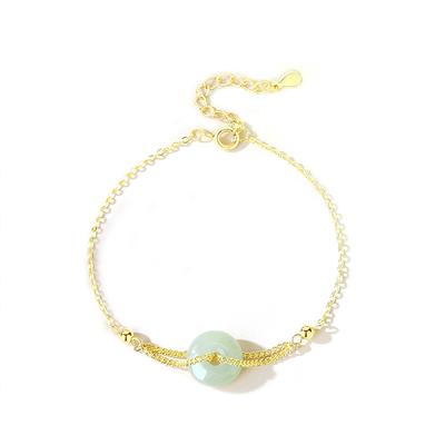 Bransoletka z klamrą bezpieczeństwa ze srebra próby 925 Hotan Jade, damska, China-Chic, nowa, chińska, 14-karatowa, złota, podwójna, stylowa, odzież