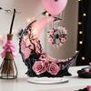 Cute Witchy Desk Accessories Halloween Dark Style Table Decorations, Acrylic Pink And Black Gothic Centerpiece, Fashionable Store Window Ornaments