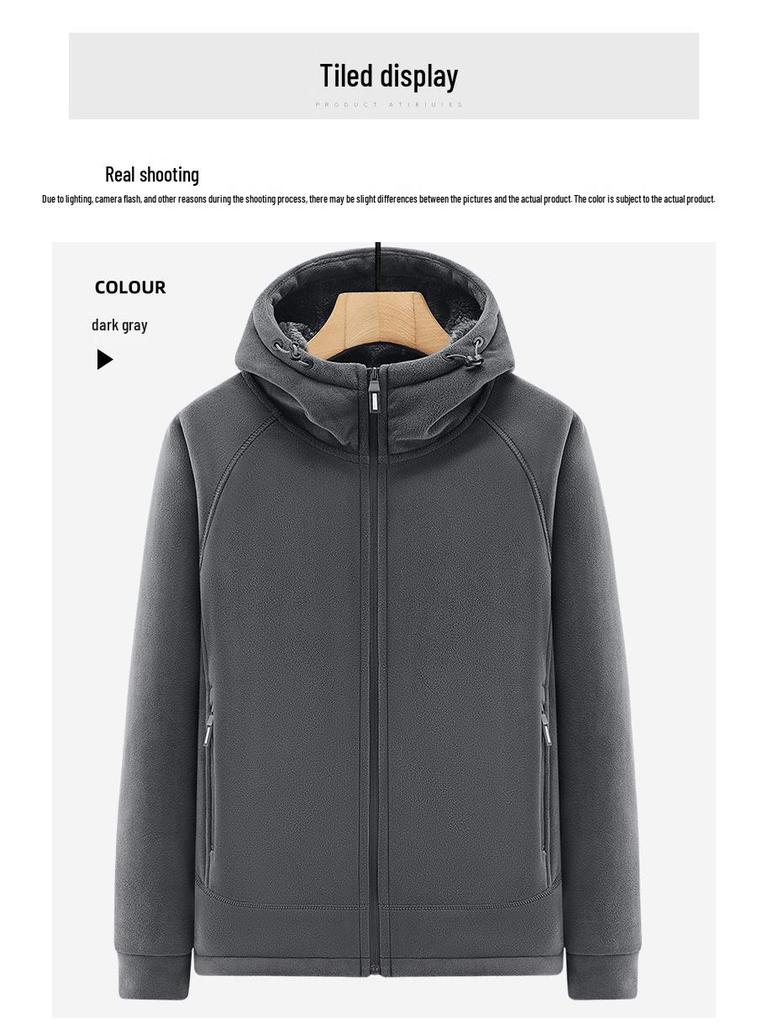 Vielseitige Sherpa Fleece Hoodie Jacke - Warmes Baumwoll-Oberteil für Herbst/Winter Outdoor-Sportarten